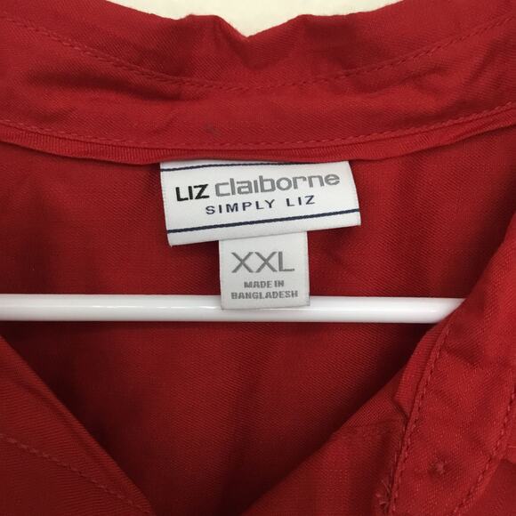 LIZ CLAIBORNE Women's Lyocell Blouse Long Sleeve Button Up Red Sz XXL - Picture 3 of 6